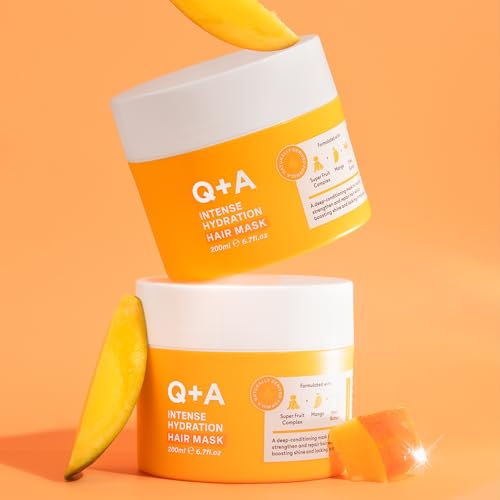 Q+A Intense Hydration Hair Mask for Dry Damaged Hair 200ml – Anti-Frizz Deep Conditioner with Mango & Shea Butter