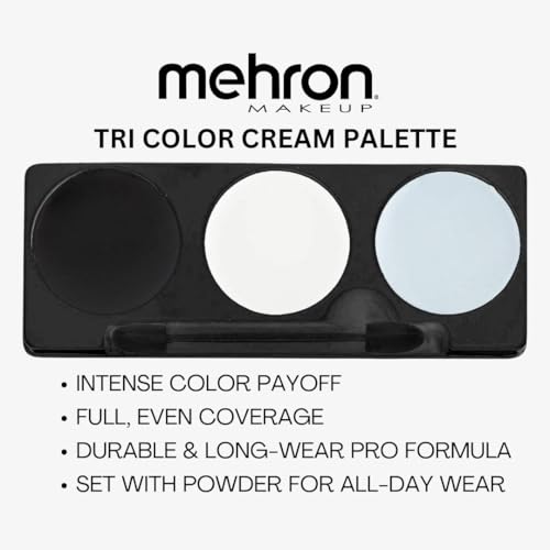 Mehron Skeleton Tri-Color Face Paint Palette - 10 Shades for Halloween
