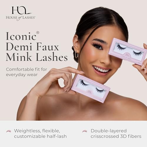 House of Lashes Iconic Demi Faux Mink Lashes - Comfortable Cat-Eye Effect