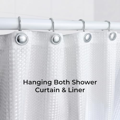 Rust-Resistant Shower Curtain Hooks - 12-Pack Chrome Decorative Rings