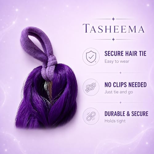 TASHEEMA 24-Inch Pre-Braided Ponytail Extension, Dark Purple Synthetic Hair