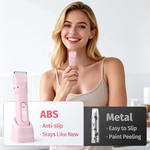 Bikini Trimmer for Women,5-in-1 Electric Razors for Women,Electric Shaver for Women's,IPX7 Waterproof Trimmer for Men Legs,with 5 Replaceable Blade Heads,USB Recharge Dock£¨Pink£©