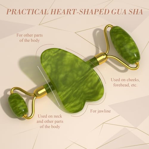 Gua Sha & Jade Roller Set for Face and Body - Grey
