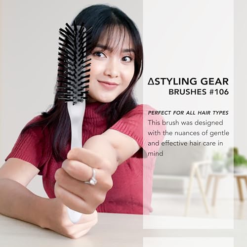 White Styling Gear SG106 5-Row Hair Brush for Volumizing & Slick Back Styling