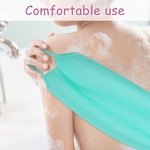 2-Pack Exfoliating Back Scrubber with Handles - Nylon Shower Towel