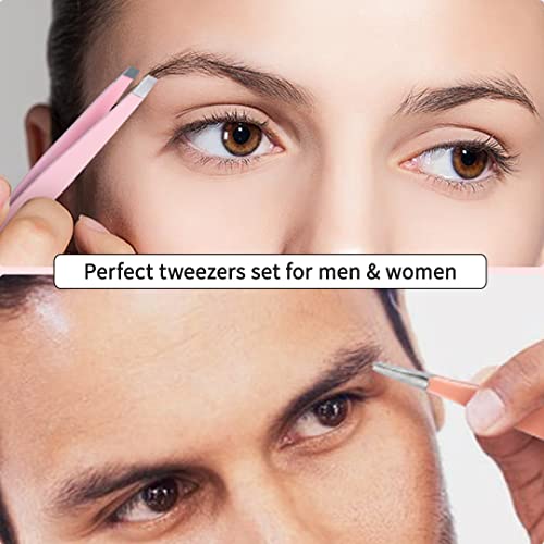 TsMADDTs 12-Piece Precision Eyebrow Tweezer Set with Case and Scissors