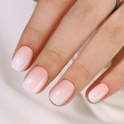 Short Square Soft Gel Press On Nails - Ombre Reusable Nail Kit (32 Pcs)