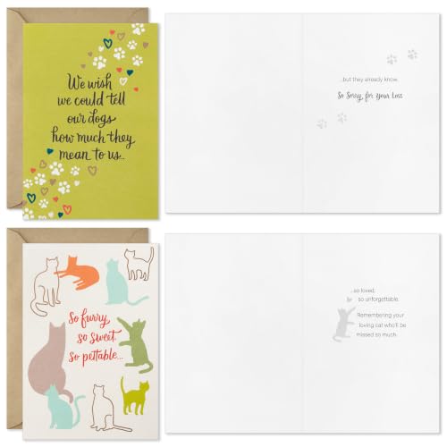Hallmark Pet Sympathy Cards - Assorted 16-Pack for Dogs & Cats