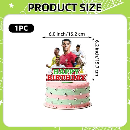 25 Pcs Soccer Ronaldo Cake and Cupcake Toppers Set