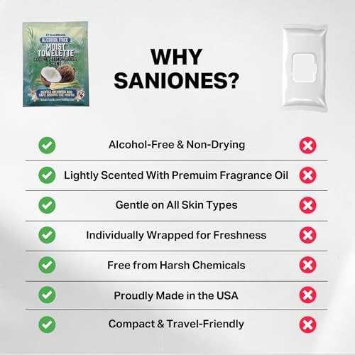 SaniOnes Individually Wrapped Hand Wipes - Alcohol-Free Travel Packets