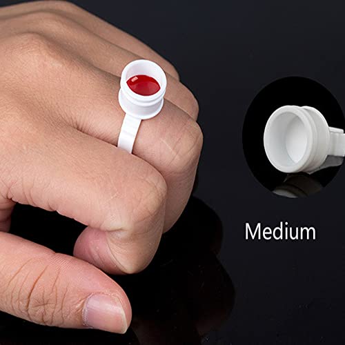 100 Disposable Tattoo Ink Rings - Adjustable Glue Holders for Makeup