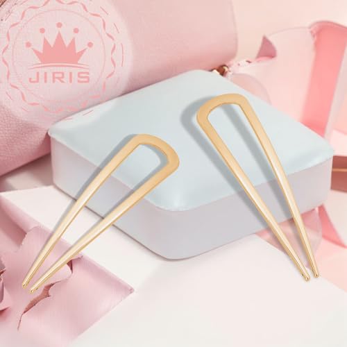 JIRIS 2PCS Gold 4.3-Inch U-Shaped French Hair Pins for Women & Girls - Set1