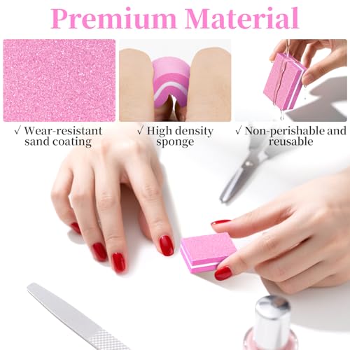 RAQEHO 100 Mini Nail Buffer Block Full Set 80/100 & 180/240 & 600/3000 Grits - Travel Buffing Kit