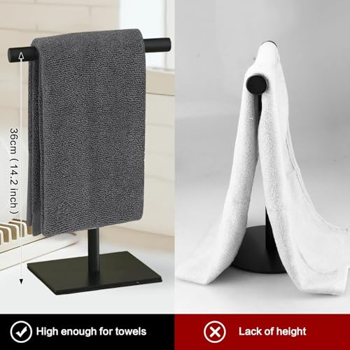Stainless Steel Hand Towel Rack Stand - T-Shape Design, Black