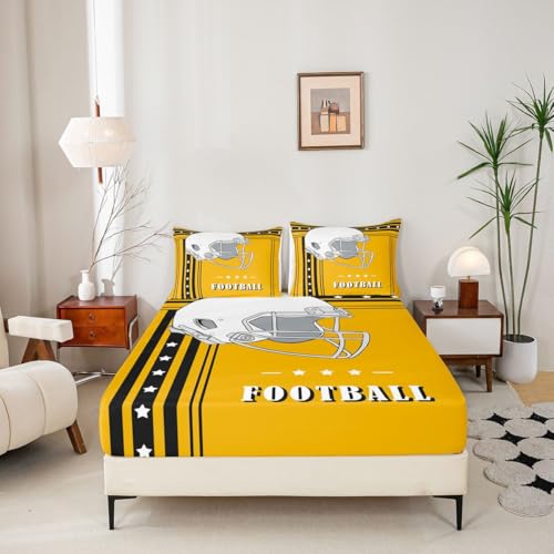 Erosebridal Full Bed Sheet Set - Yellow & Black Striped Stars