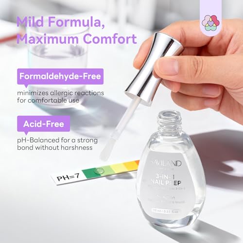 SAVILAND 3-in-1 Nail Dehydrator, Primer & Nourishing Base for Long-Lasting Manicures