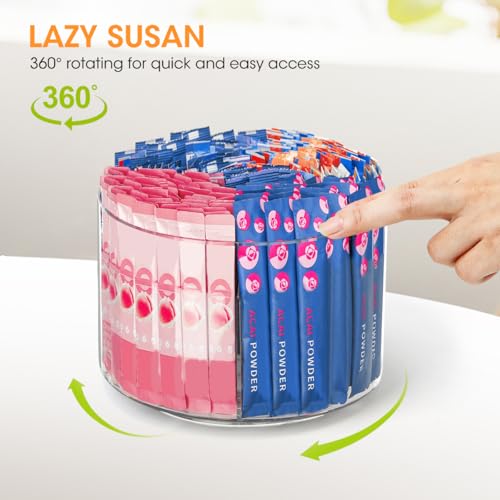 AIEVE Lazy Susan Drink Packet Organizer with 4 Compartments