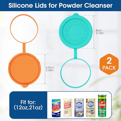Hydream Silicone Powder Cleanser Lids - 2 Pack for Bar Keepers Friend, Comet, Ajax