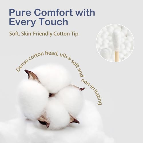 Organic Cotton Swabs - Double-Tipped Bamboo Buds, 500 Count