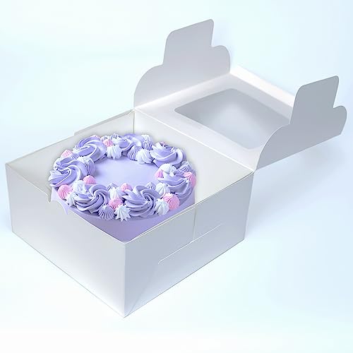 5 Sets of 10x10x5 Inch Cake Boxes with Boards & Stickers