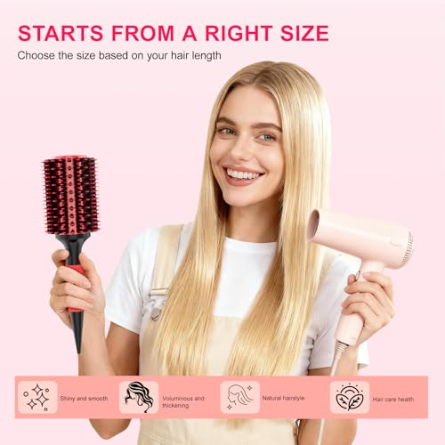BBV 1.3 Inch Round Hair Brush - Boar Bristle for Volume & Shine