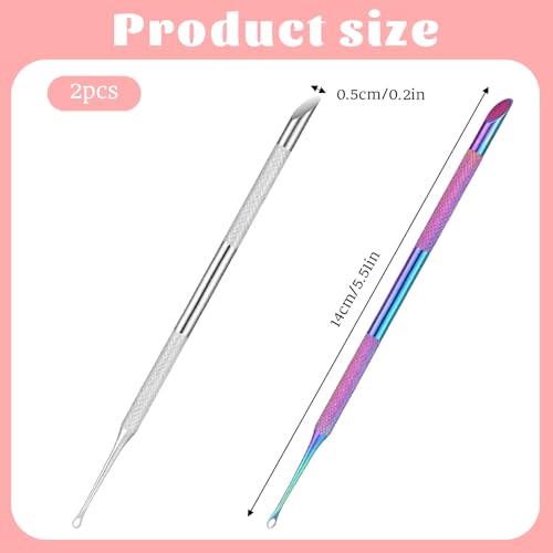 Stainless Steel Dual Ended Cuticle Remover Tool - 2 Pcs