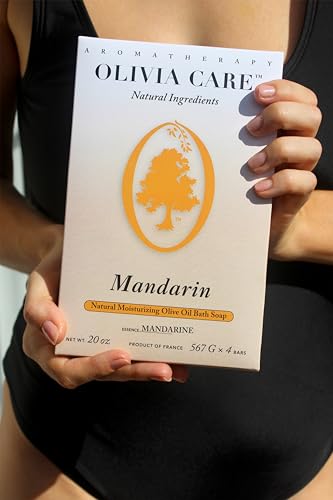 Mandarin Olive Oil Bath Soap 4 Pack by Olivia Care - Natural, Vegan, Made in USA