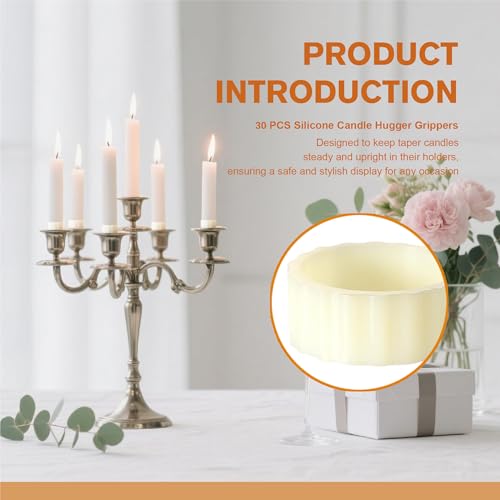 30 Silicone Candle Holders for Taper Candles - Secure Grippers