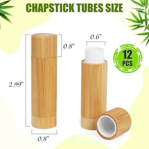 12Pcs Bamboo Refillable Lip Balm Containers 5g DIY Lipstick & Gloss Tubes