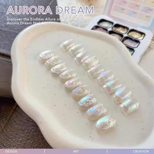 GAOY 9-Piece Pearl Finish Nail Art Gel Set for Micro 3D Embossed and Chrome Designs