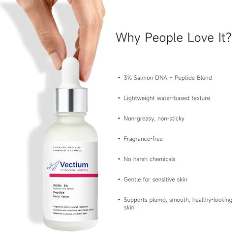 Vectium Salmon DNA Facial Serum with Peptides - Hydrating & Soothing for All Skin Types, 30ml