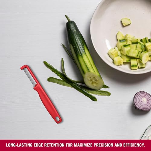 Victorinox Iota Peeler for Fruits & Vegetables - Serrated Blade, Red