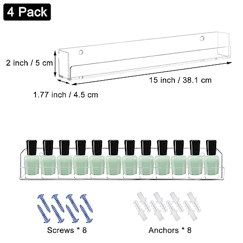 Cerpourt Acrylic Nail Polish Rack - 4 Pack Wall Mounted Organizer