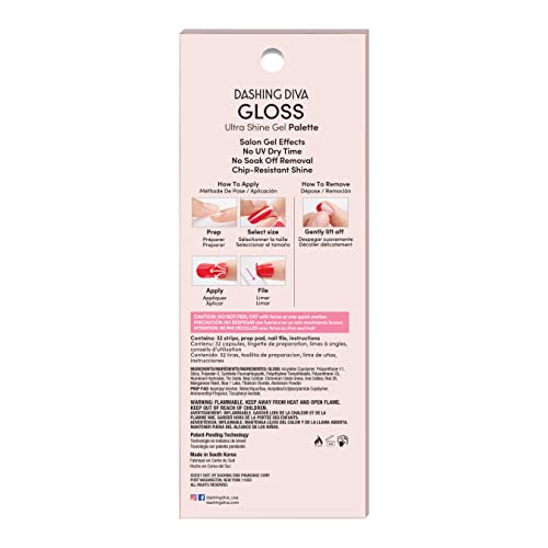 Dashing Diva Gloss Gel Nail Wraps - All Lined Up, 32 Piece Set