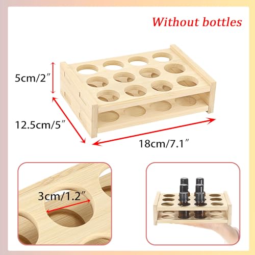 Hipiwe Bamboo Essential Oil Organizer - 12-Slot Tabletop Display Rack