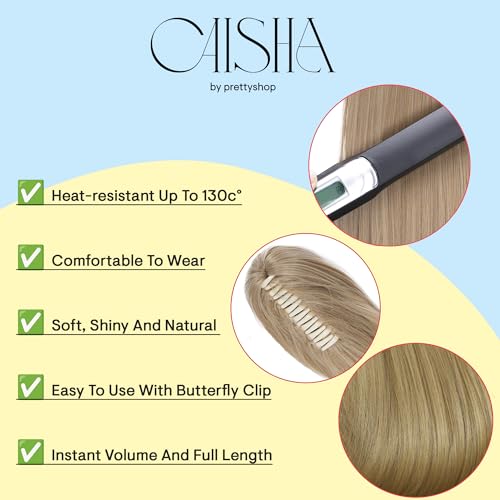 CAISHA 24-Inch Blond Mix #16T613 Wavy Ponytail Extension, Heat-Resistant Synthetic Hair
