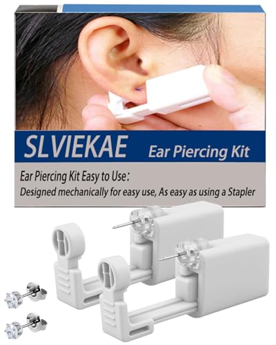Ear Piercing Kit - 2 Pcs No Pain Home Use Gun with CZ Studs