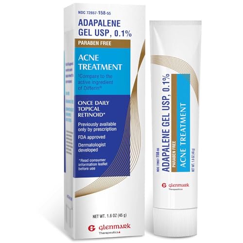 Glenmark Therapeutics Adapalene Gel 0.1% Acne Treatment 45g - Paraben-Free Topical Retinoid for Face