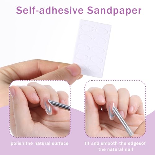 TIESOME Stainless Steel Double-Ended Nail Cuticle Pusher with Sandpaper Sheets - Manicure & Pedicure Tools