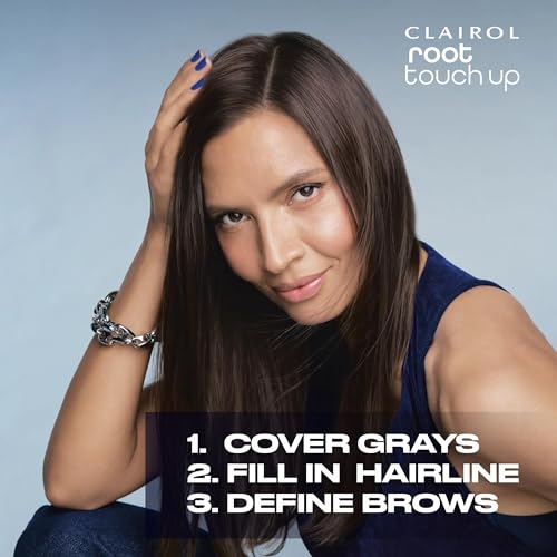 Clairol Root Touch-Up Temporary Concealing Powder, Dark Brown Hair Color | Ammonia Free | Instantly Cover Roots + Define Eyebrows | On-the-Go Compact with Mirror and Application Brush | Pack of 1