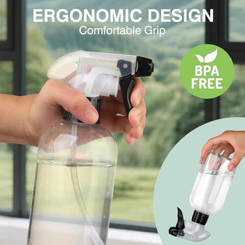 KREMORV 10oz Spray Bottles - 2 Pack, Adjustable Nozzle for Multi-Use