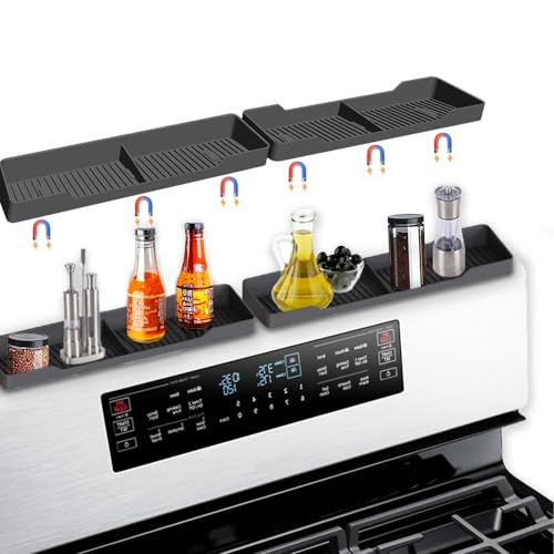 30" Magnetic Silicone Stove Top Shelf - Heat Resistant Spice Rack