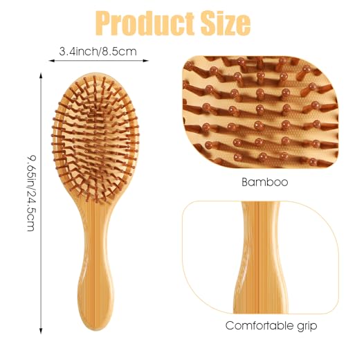 Wanmu 6-Piece Bamboo Paddle Hair Brush Set - Anti-Static Detangling Brushes
