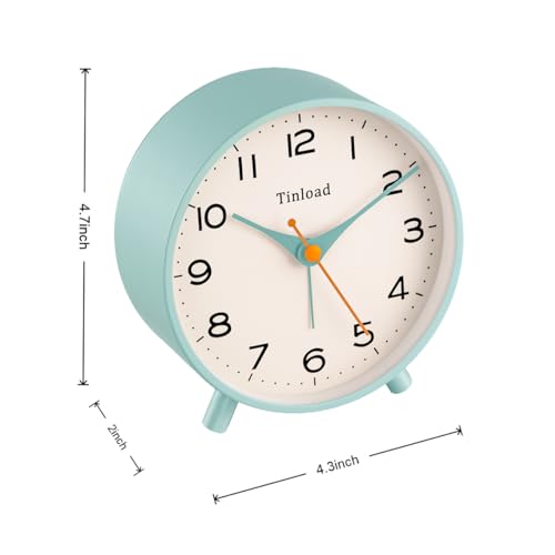 Tinload 4.5" Vintage Retro Silent Alarm Clock - Green
