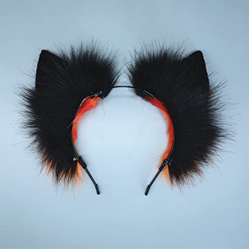 Fxaelian Cosplay Fox Wolf Bear Cat Dog Ears Headband Hair Accessory - Orange