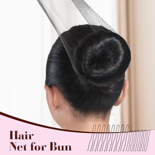 Black Hair Donut Bun Maker Kit - 4 Sizes, 20 Hair Nets, Bobby Pins & Wax Stick