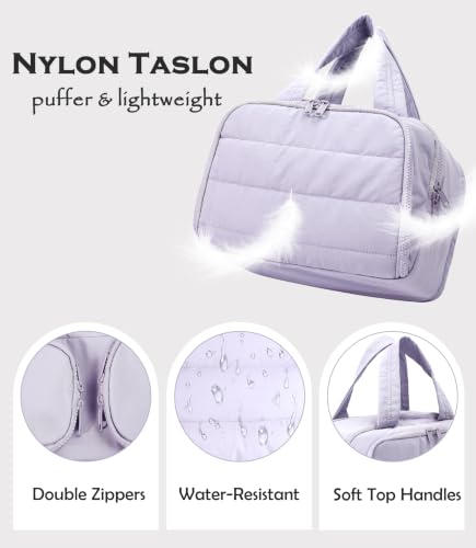 BUZFOWU Light Purple Travel Toiletry Bag for Women - Large Cosmetic Organizer with Wet-Dry Separation, Multi-Pocket & Carry Handle