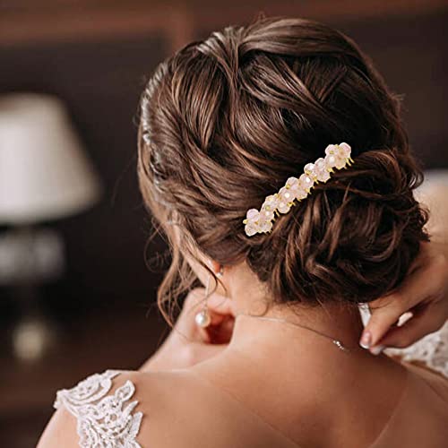 Luxury Crystal Pearl Hair Combs Set - Decorative Metal Side Hair Clips for Women & Girls
