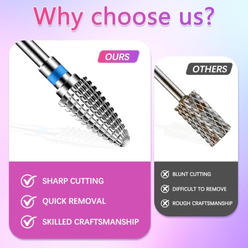LUCKPABA 8PCS Carbide Nail Drill Bits Set for Nail Art & Salon Use - Professional Manicure & Pedicure Tool Kit