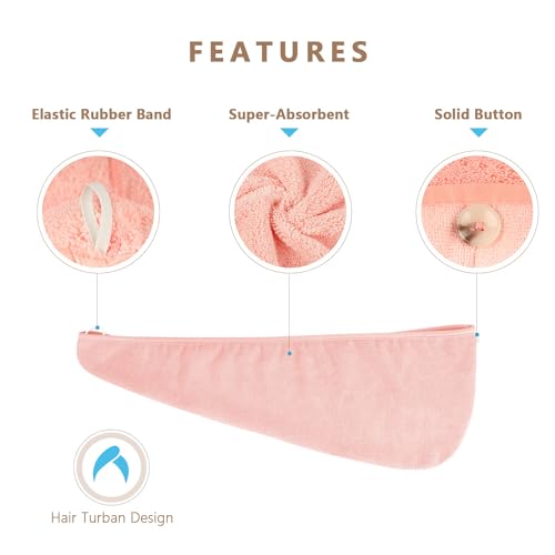 AIDEA Microfiber Hair Towel Wraps - 5 Pack Fast Drying for All Hair Types